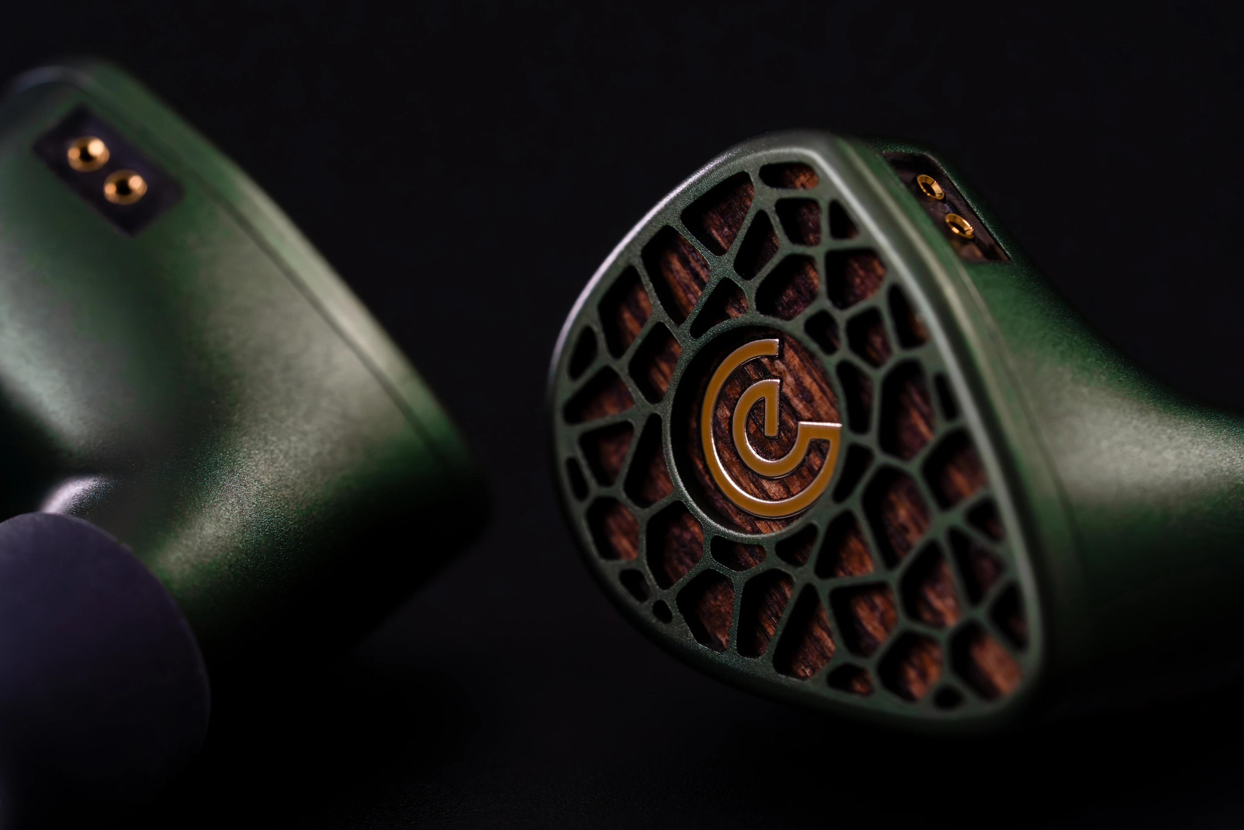 Leszy shell and faceplate in dark forest green aluminium